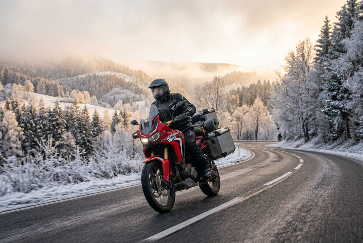 Honda Africa Twin Riding In Winter